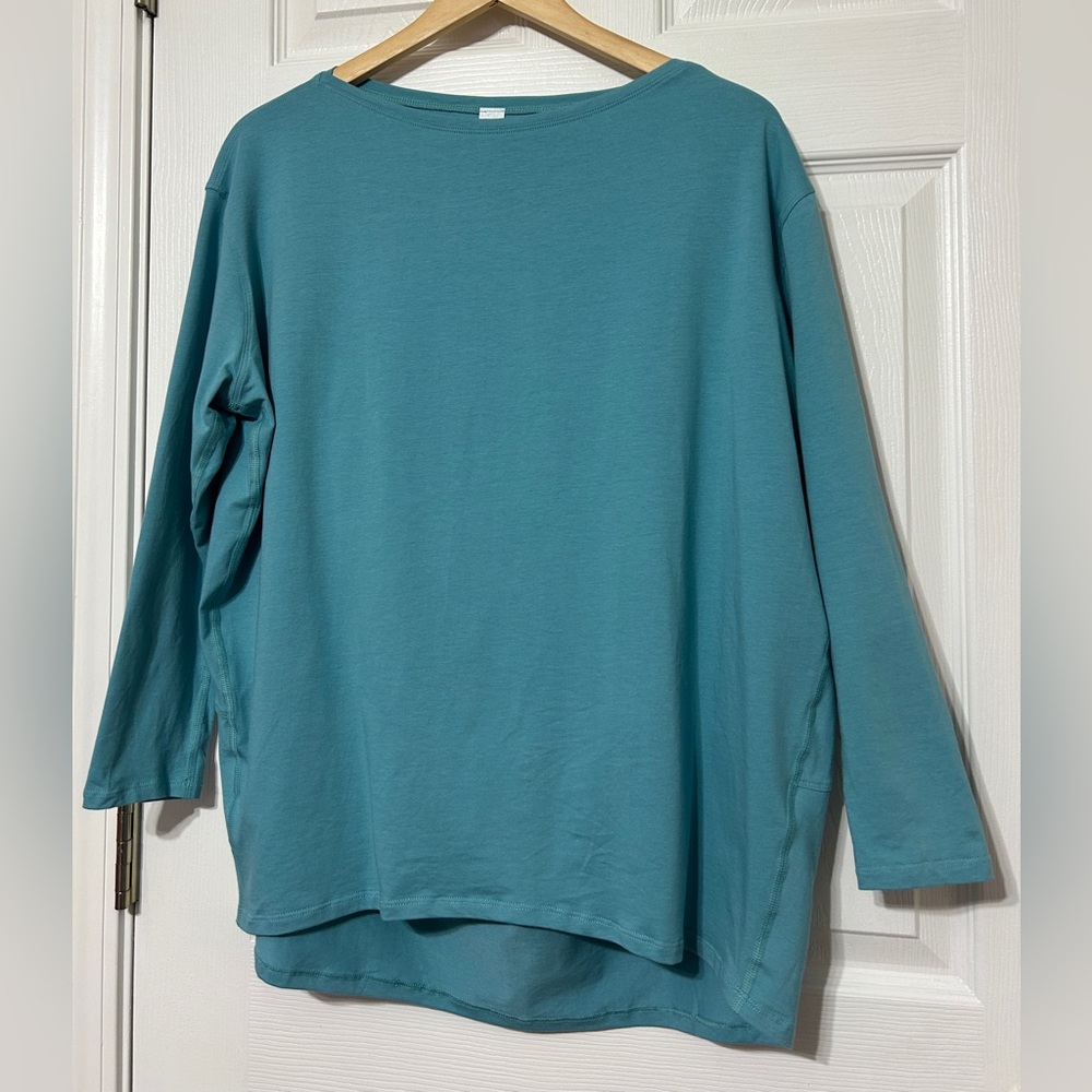HeyNuts Women’s Teal Yoga Active Pullover Top Oversized Pima Cotton NWOT Size M